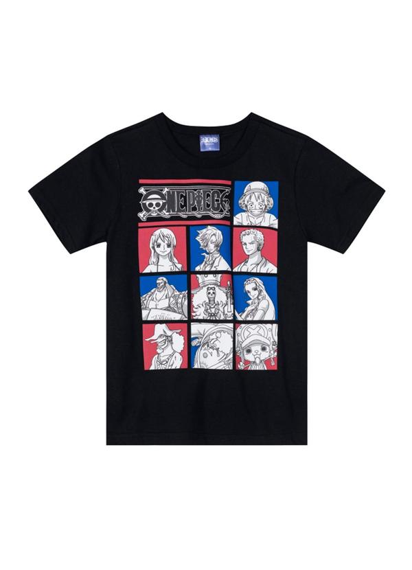 Vista 2 Camiseta One Piece Infantil Unissex Preto Brandili Brandili