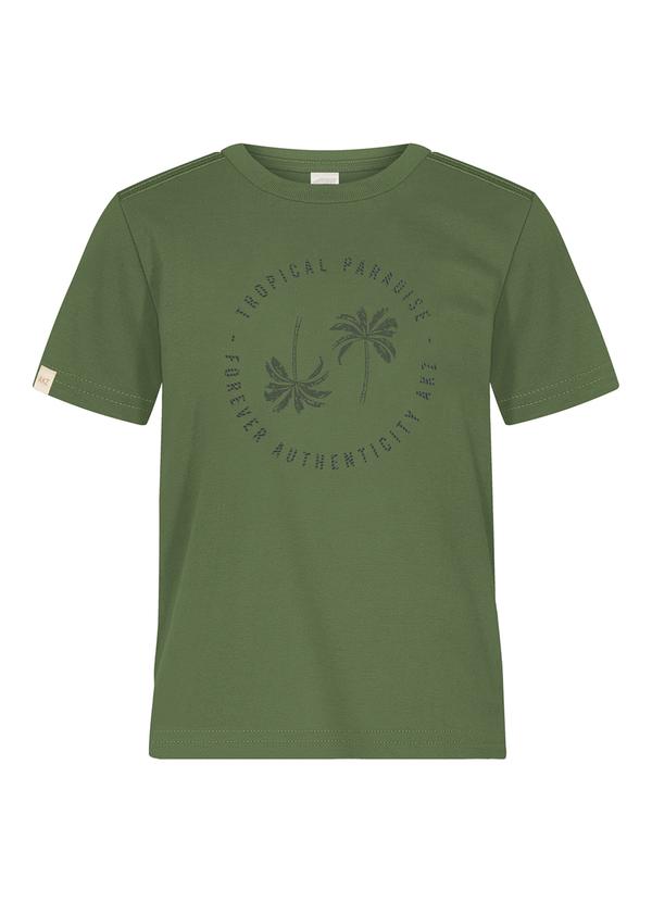 Camiseta Penteada com Estampa Verde