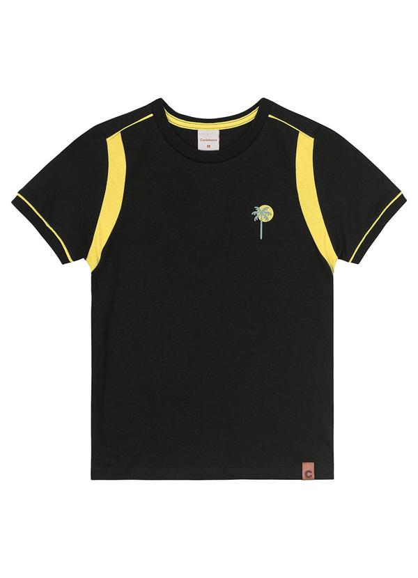 Camiseta Preta Palmeira em Puff Menino