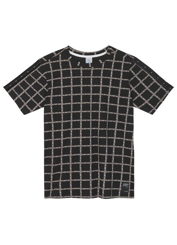 Vista 2 Camiseta Quadriculada Juvenil Masculina Preto Hapier Hapier