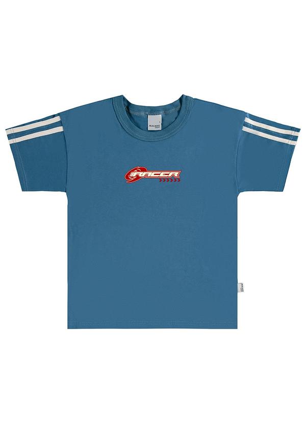 Camiseta Racer em Malha Azul Petróleo