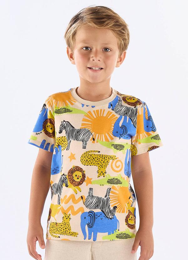 Camiseta Safári Infantil em Algodão Branco