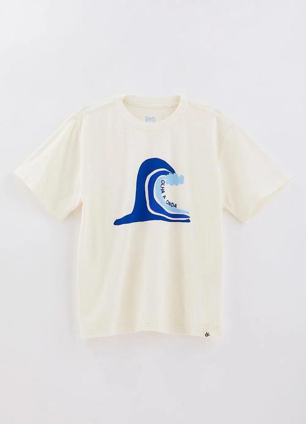 Camiseta Silk Olha a Onda Bege