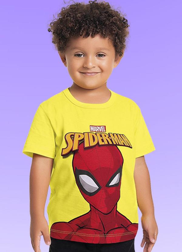 Vista 2 Camiseta Spider-Man Amarelo Fakini Kids Fakini Kids