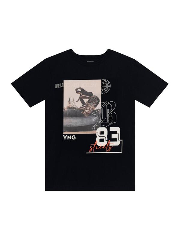 Vista 2 Camiseta Teen Menino de Skate Preto Brandili Brandili