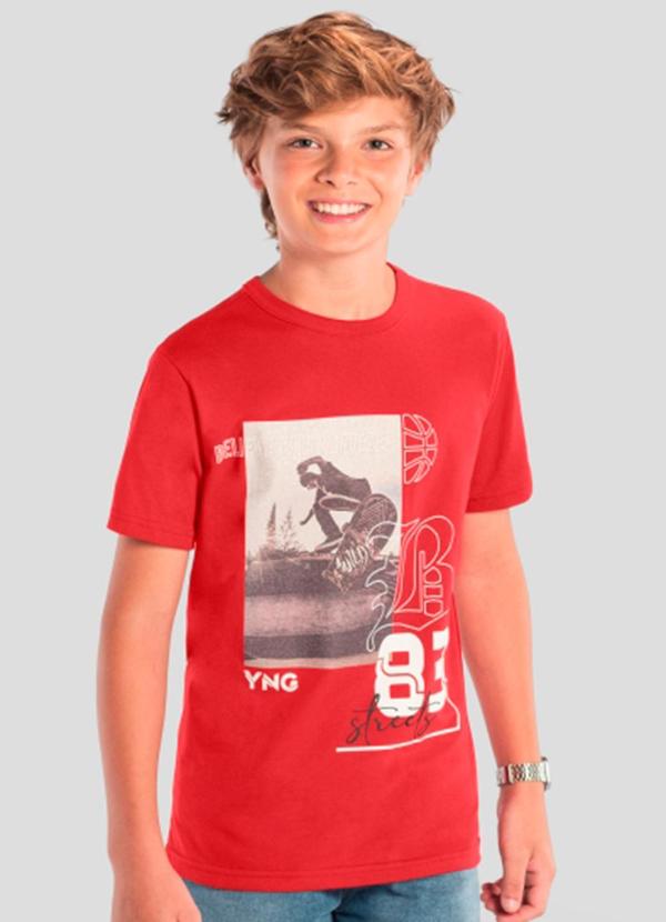 Vista 2 Camiseta Teen Menino de Skate Vermelho Brandili Brandili
