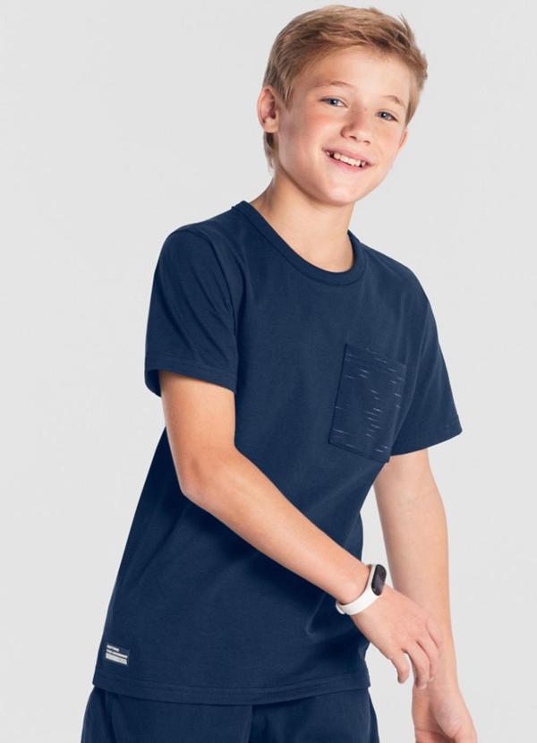 Vista 2 Camiseta Teen Menino em Malha Azul Brandili Brandili