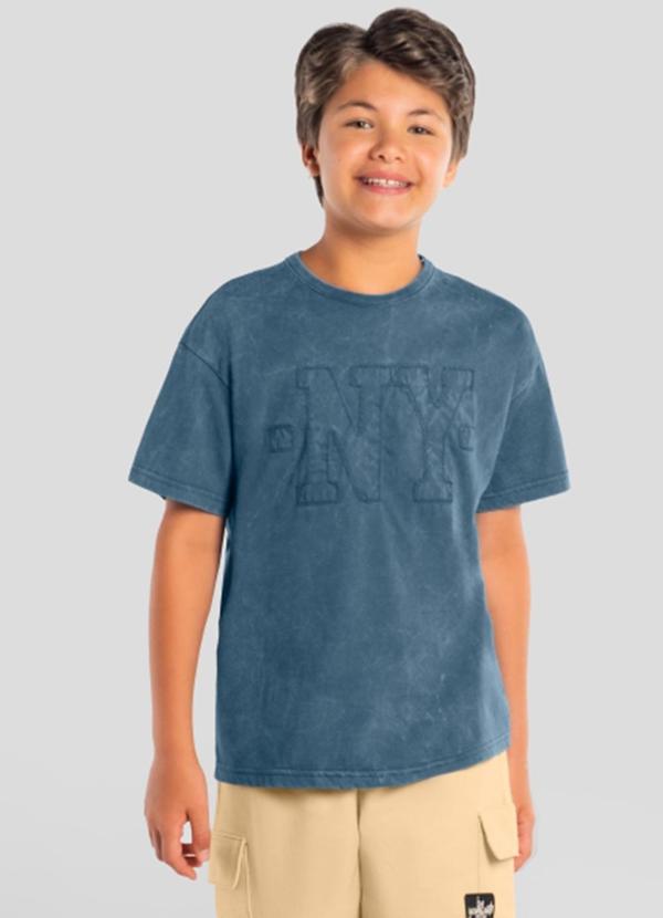 Camiseta Teen Menino em Meia Malha Azul
