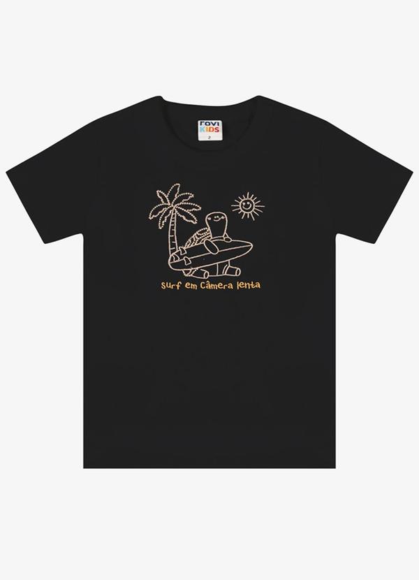 Camiseta Verão Menino com Bordado Preto