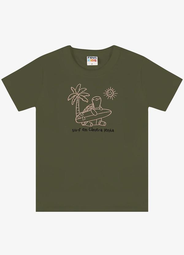 Camiseta Verão Menino com Bordado Verde