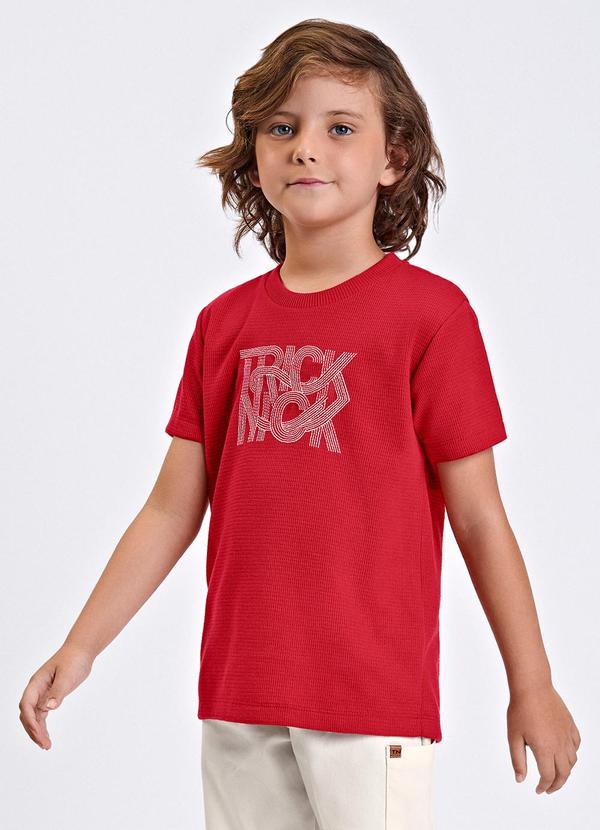 Camiseta Verão Menino com Bordado Vermelho