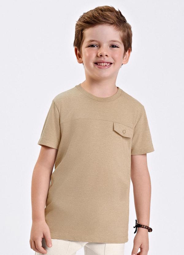 Camiseta Verão Menino Manga Curta Bege