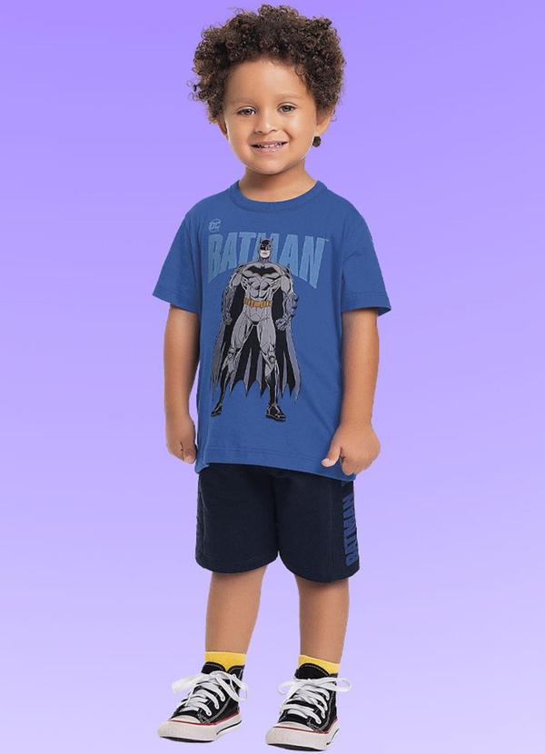Conjunto Camiseta e Bermuda do Batman Azul