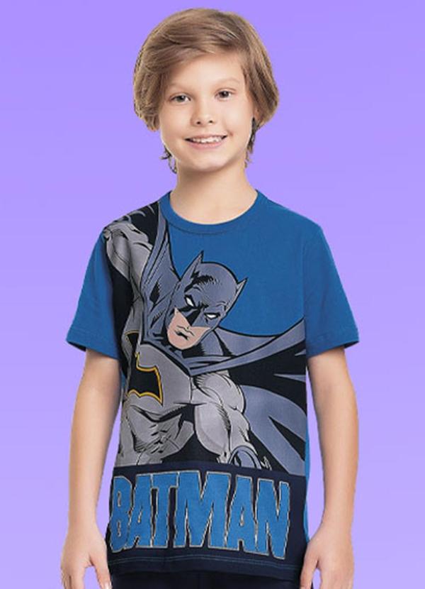 Vista 2 Conjunto Camiseta/Bermuda Batman Azul Fakini Kids Fakini Kids