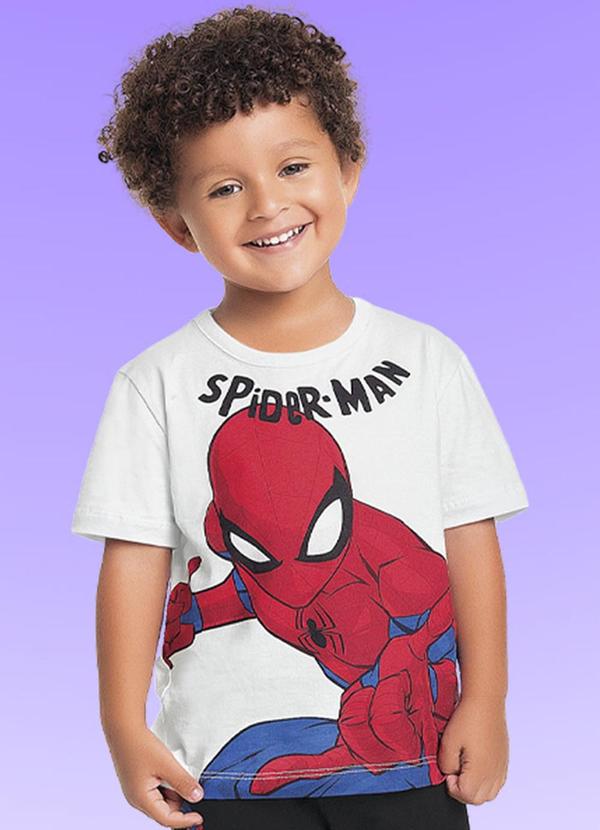 Vista 2 Conjunto Camiseta/Bermuda Spider-Man Branco Fakini Kids Fakini Kids