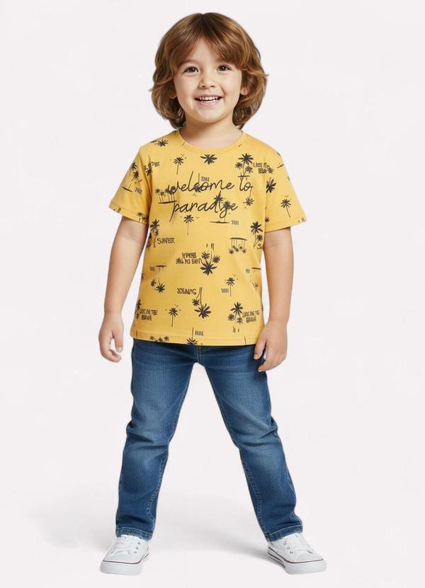 Camiseta Infantil Menino Lettering Amarelo