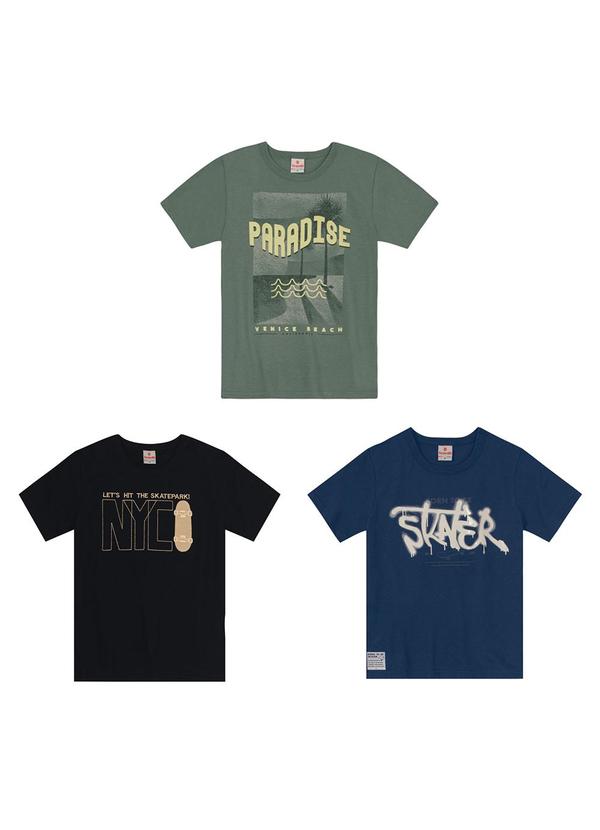 Kit Infantil Menino com 3 Camisetas Sortidas