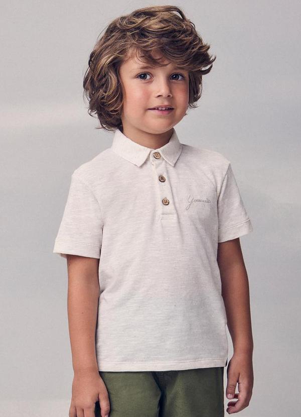 Polo com Bordado Bege