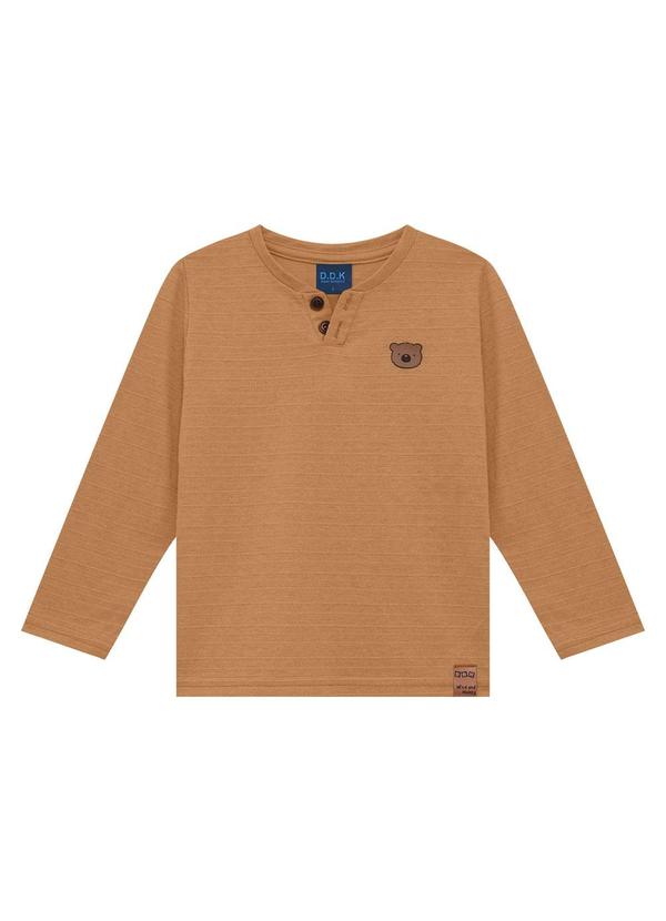 Camisa Infantil Manga Longa Bordado Marrom