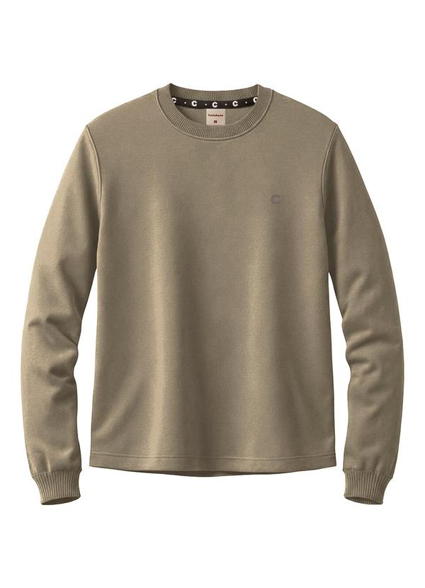 Camiseta Básica Bordada em Malha Bege