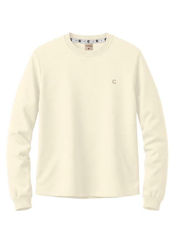 Camiseta Básica Bordada em Malha Off White