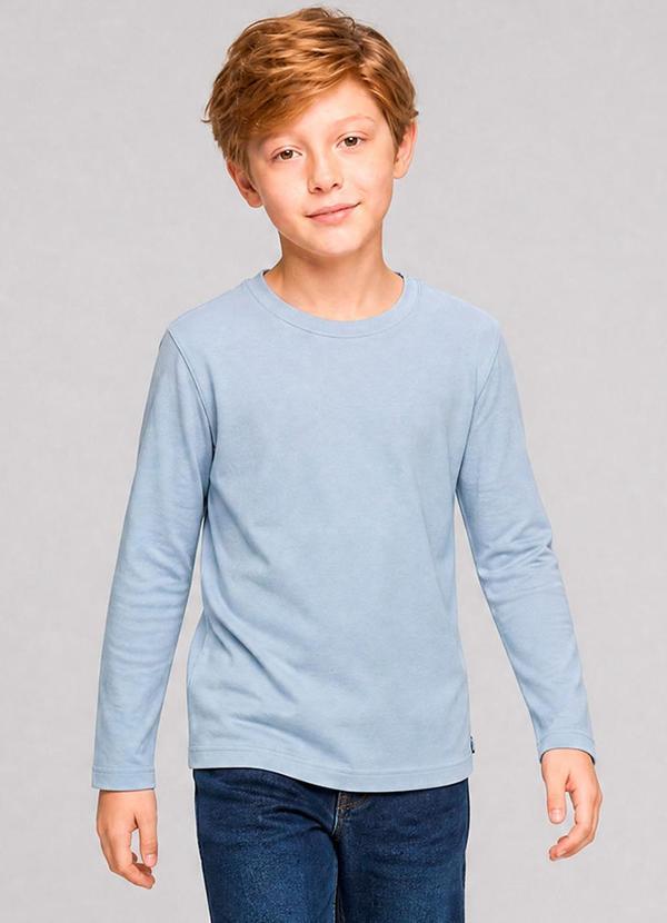 Camiseta Básica Manga Longa Azul