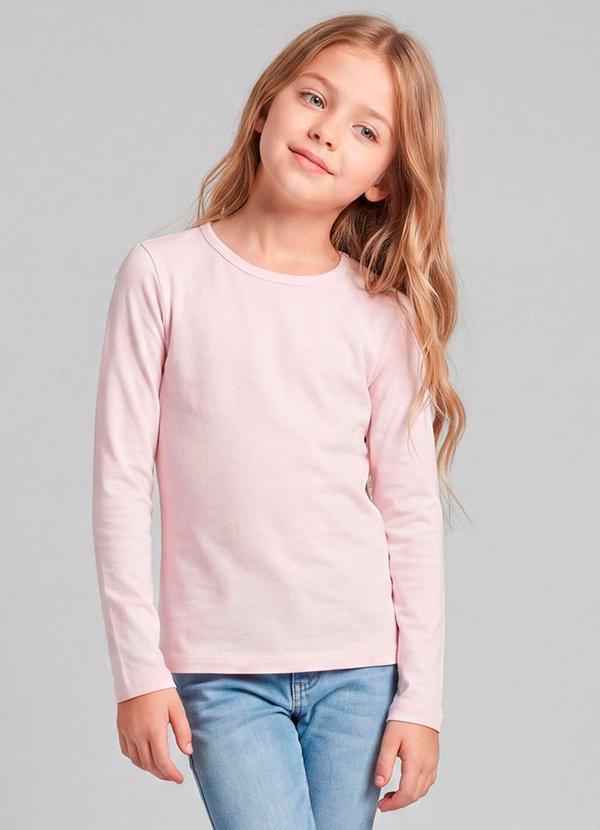 Camiseta Básica Manga Longa Rosa