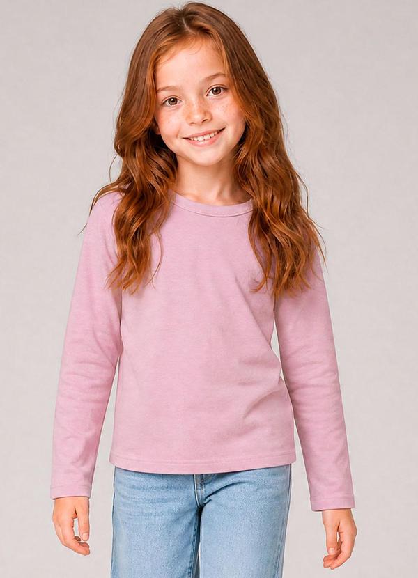 Camiseta Básica Manga Longa Rosa