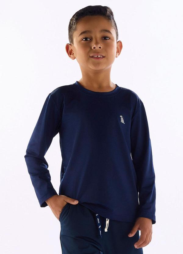 Camiseta Dry Fit Manga Longa Azul