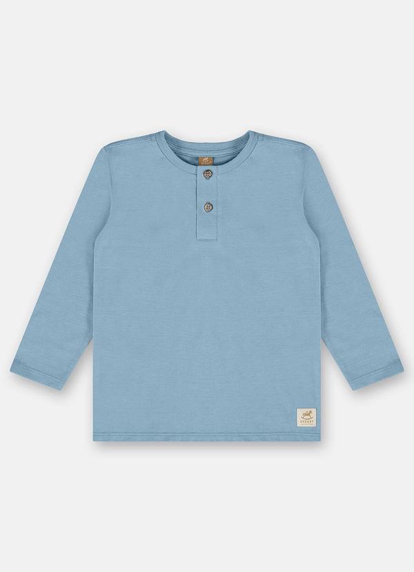 Camiseta em Malha Flamê Linho Azul