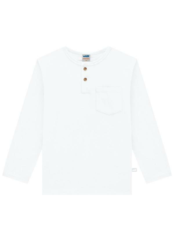 Vista 2 Camiseta em Meia Malha Penteada Branco Marlan Marlan