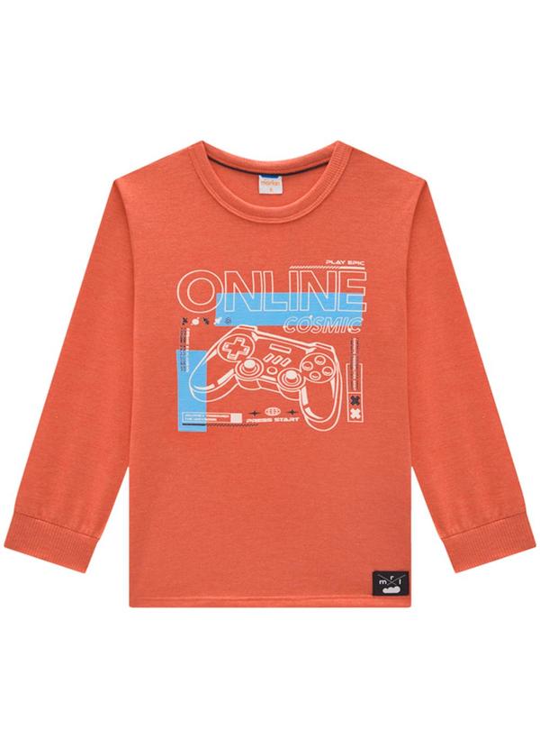 Vista 2 Camiseta em Meia Malha Penteada Laranja Marlan Marlan