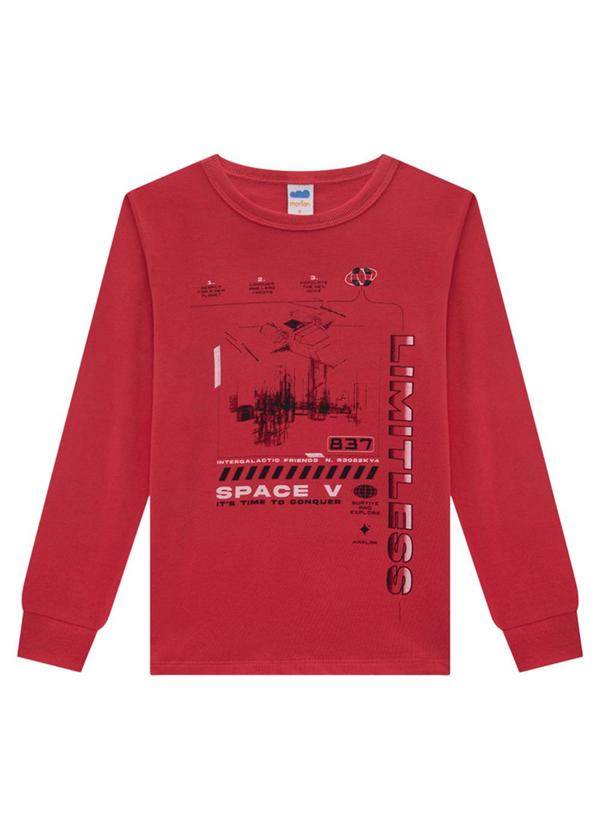 Vista 2 Camiseta em Meia Malha Penteada Vermelho Marlan Marlan