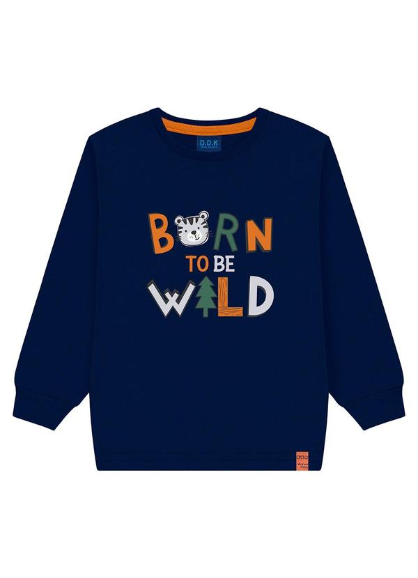 Camiseta Infantil de Manga Longa Azul