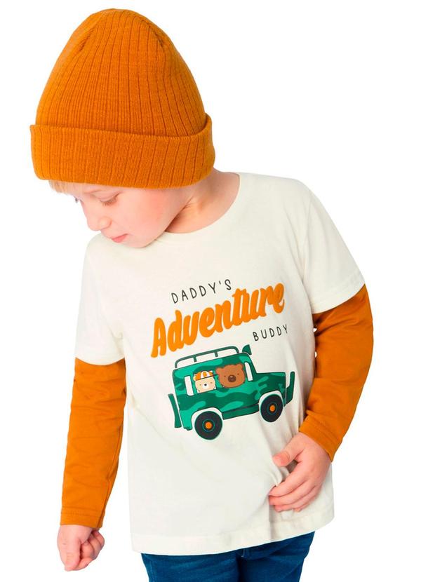 Camiseta Infantil de Manga Longa Bege