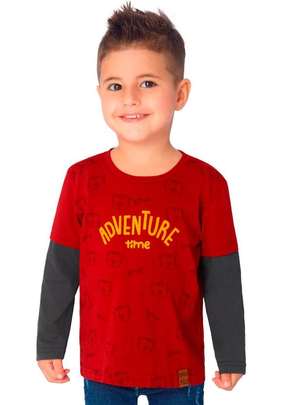 Camiseta Infantil de Manga Longa Vermelho