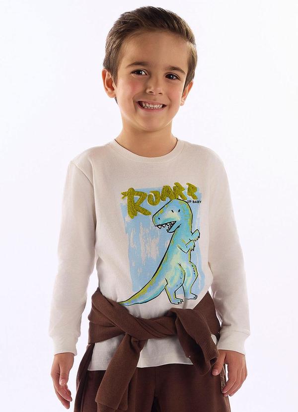 Camiseta Infantil Dinossauro Branco