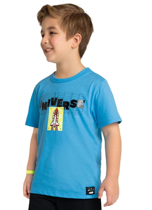 Camiseta Infantil em Meia Malha Penteada Azul