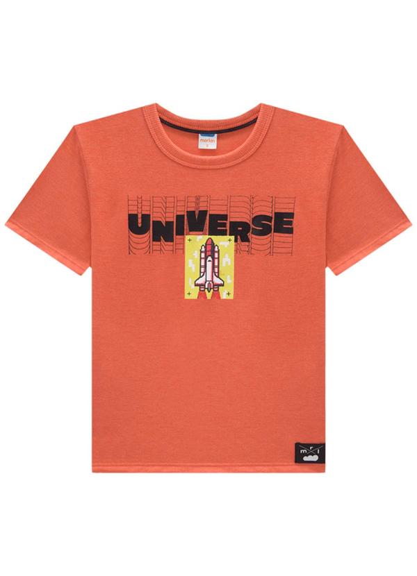 Camiseta Infantil em Meia Malha Penteada Laranja