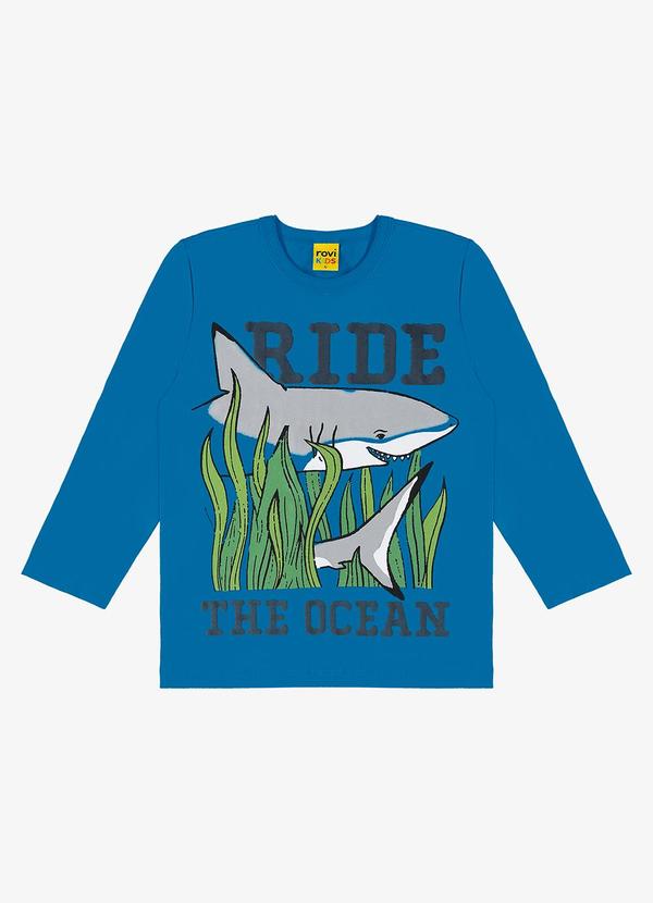 Camiseta Infantil Manga Longa Azul