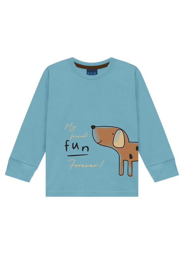 Camiseta Infantil Manga Longa Azul