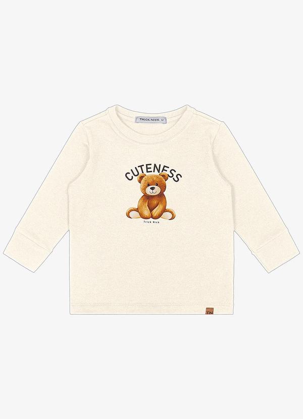 Camiseta Infantil Manga Longa Bege