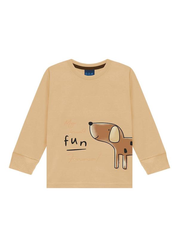 Camiseta Infantil Manga Longa Bege