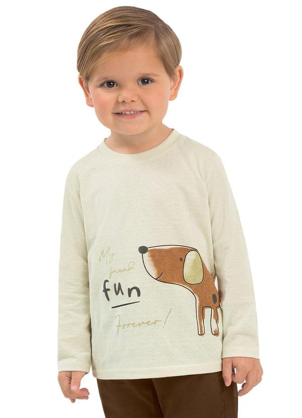 Camiseta Infantil Manga Longa Bege