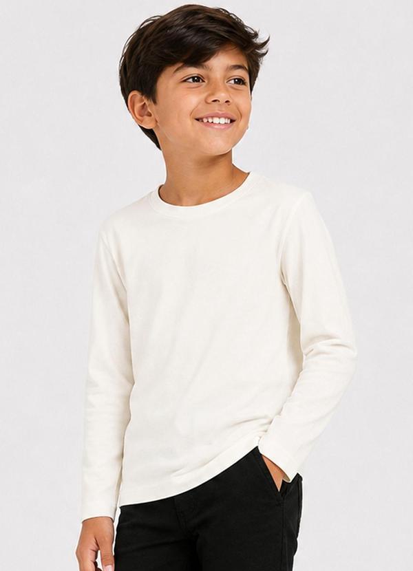 Camiseta Infantil Manga Longa Bege