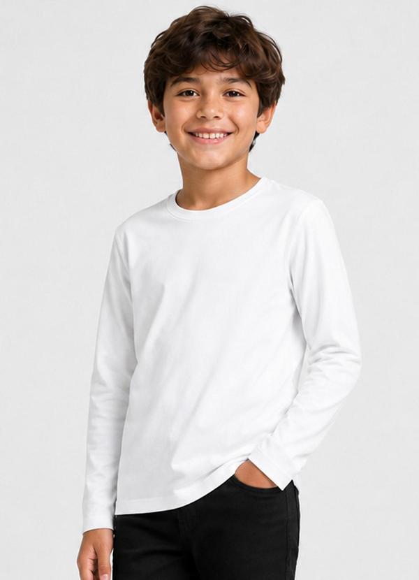 Camiseta Infantil Manga Longa Branco