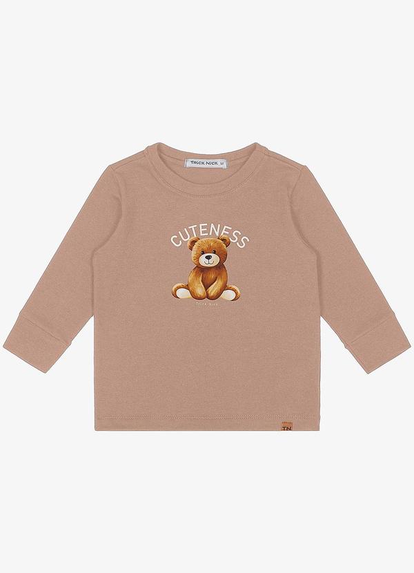 Vista 2 Camiseta Infantil Manga Longa Marrom Trick Nick Trick Nick
