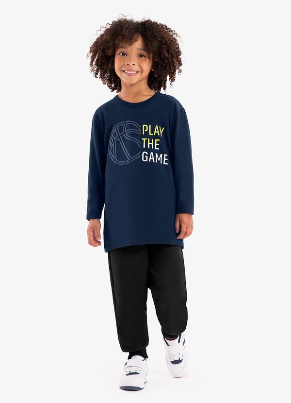 Camiseta Infantil Manga Longa Azul