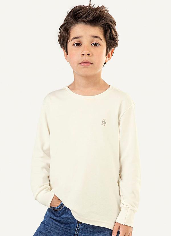 Camiseta Infantil Manga Longa Suedine Bege