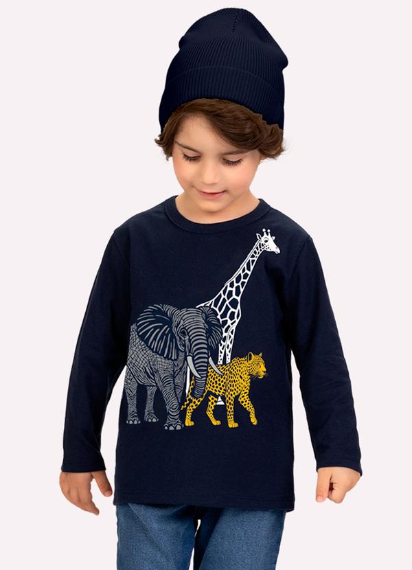Camiseta Infantil Menino Animais Azul